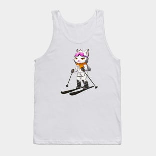 Skiing Anime Cat Tank Top